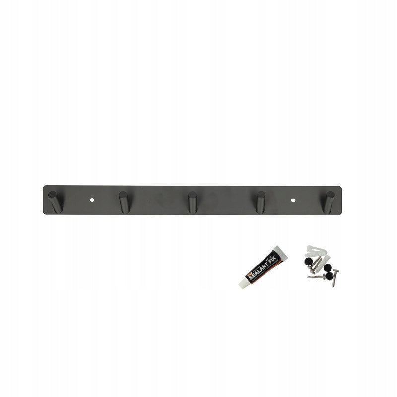 Aqbau metalowy wieszak szeregowy czarny 5 OKRĄGŁE haki 36,5 cm mocny