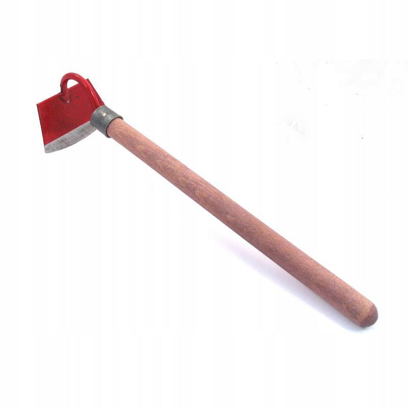 Motyka kopaczka ogrodowa czerwona krótka z trzonem 100mm mocna stal odporna