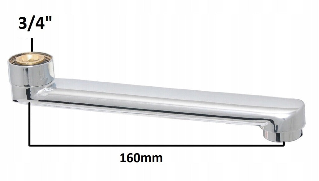 Wylewka do kranu baterii ściennej kuchenna umywalkowa 3/4" 160mm