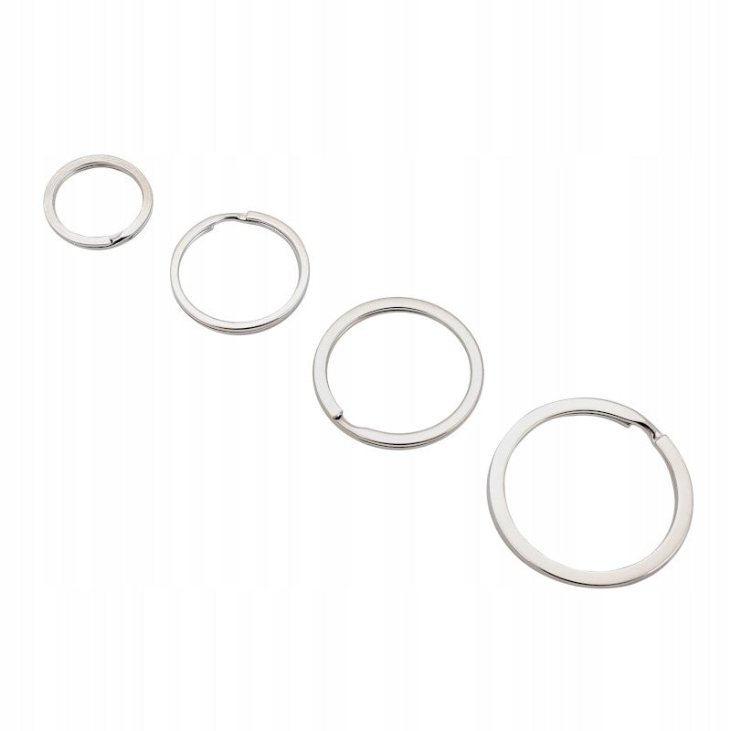 Kółko baza do kluczy, brelok, 20mm drut płaski niklowany, 100 sztuk ZESTAW