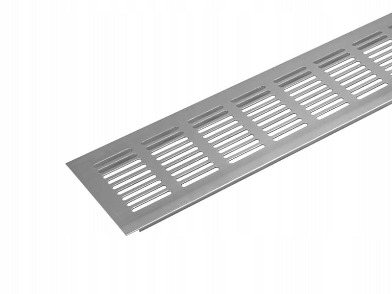 Kratka wentylacyjna aluminium duża meblowa 600x80 mm -wentylacja Chrom mat