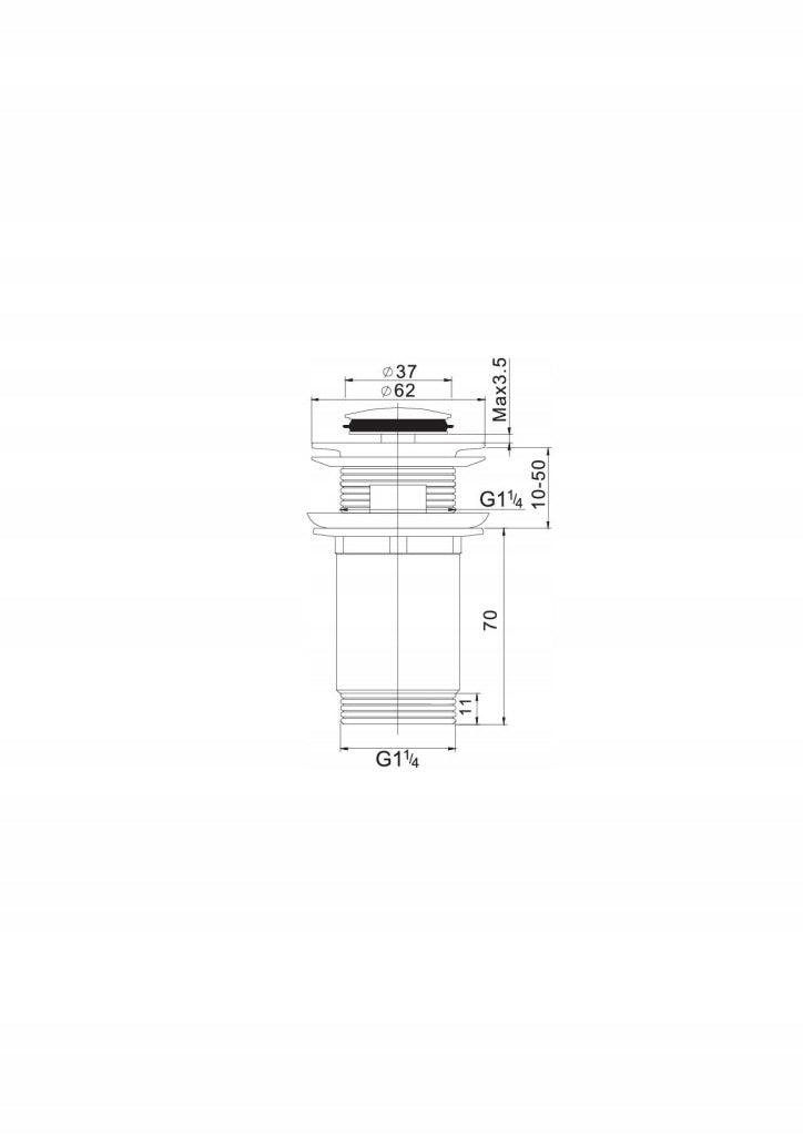 Aqbau korek spustowy klik-klak 5/4'' mały z tuleją maks 95°C chrom