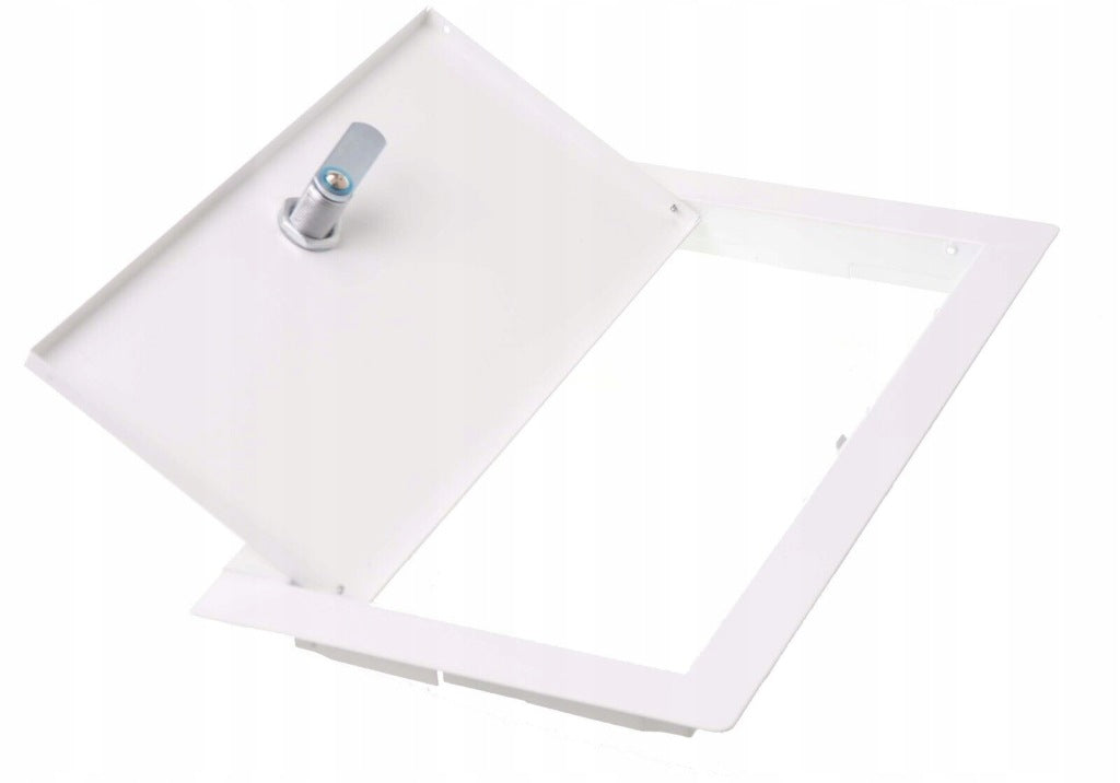 DRZWICZKI REWIZYJNE BIAŁE METALOWE NA KLUCZYK 30x60cm