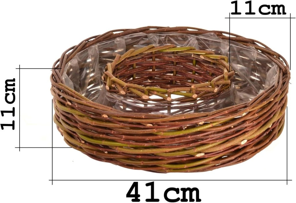 Aqbau donica wiklinowa okrągła naturalna z wkładem średnica 40cm na stroik