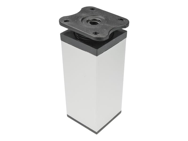 4x nóżka meblowa z aluminium KWADRATOWA z regulacją 4x4/H-10cm chrom/popiel