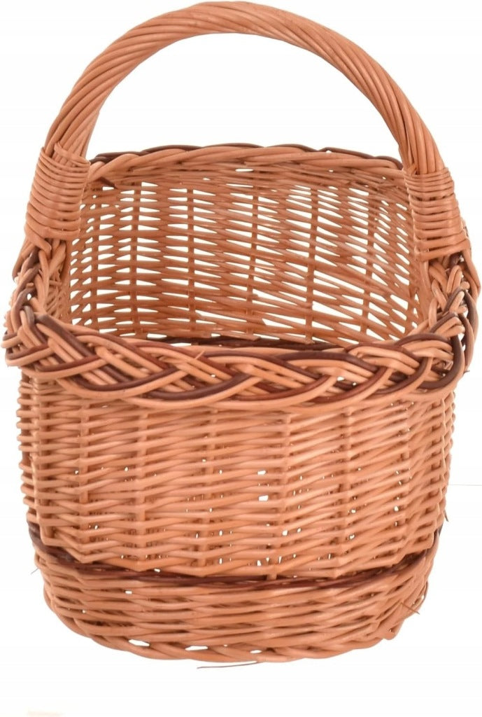 Aqbau koszyk wiklinowy na zakupy z rączką 36cm pleciony naturalny wielkanoc