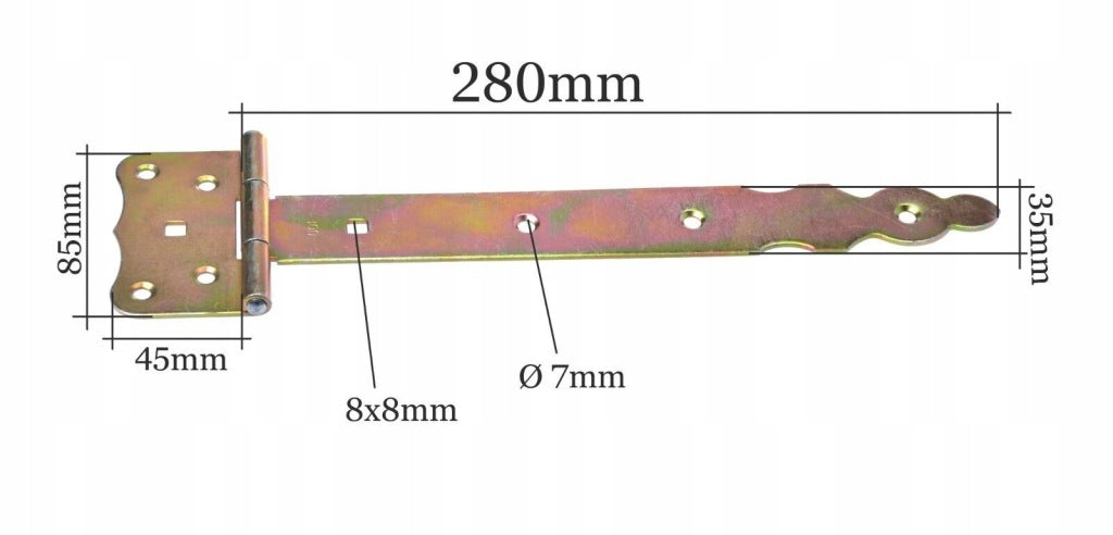 Zawias altanowy budowlany drzwiowy żółty okienny skrzyniowy ocynk 300mm