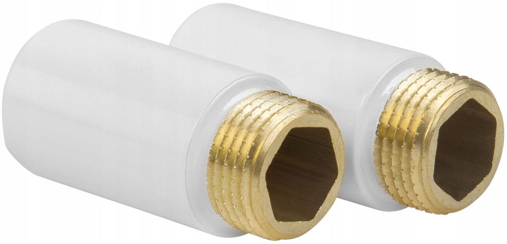 Aqbau przedłużka mosiężna z izolacją biała komplet 2 sztuki 1/2'' 60mm