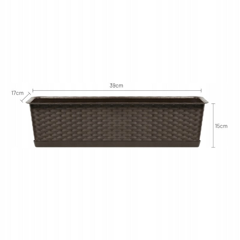 Skrzynka balkonowa RATOLLA 40cm brązowa, donica doniczka na kwiaty rattan