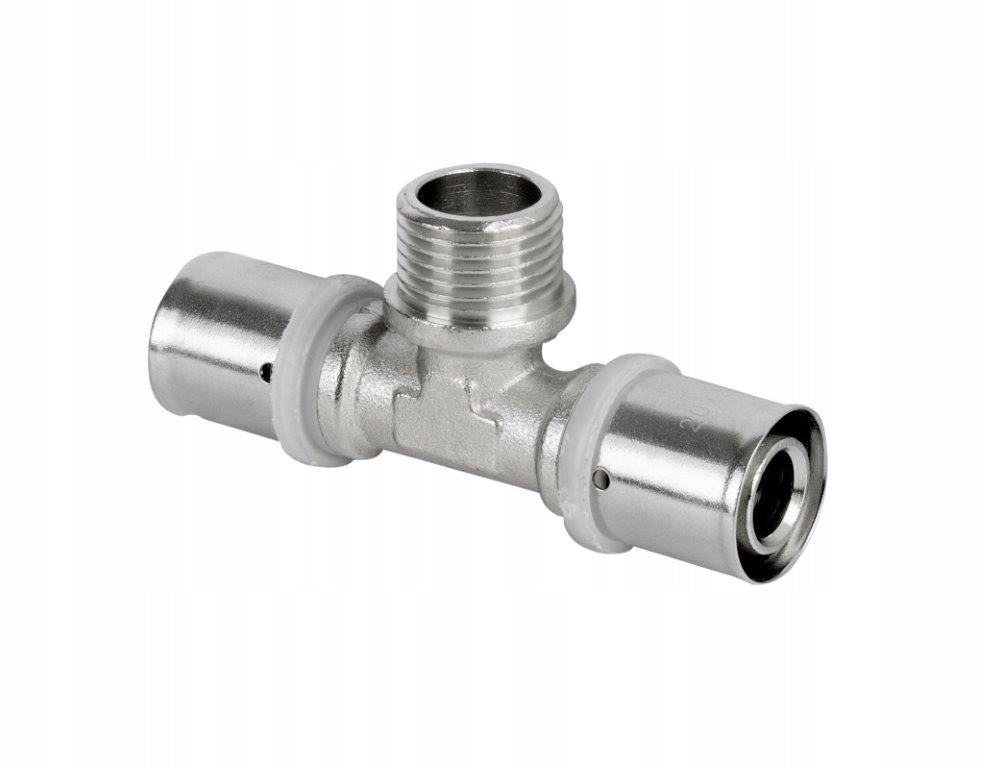 Aqbau trójnik PEX/GZ/PEX ZAPRASOWYWANY 16 x 1/2 x 16 mm mosiądz instalacje