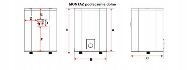 Ogrzewacz wody elektryczny bojler podgrzewacz nadumywalkowy zasil dolne 20L