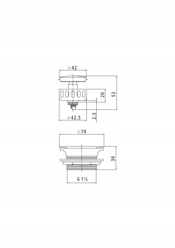 Aqbau korek spustowy klik-klak 6/4''do brodzika czyszczony od góry tworzywo
