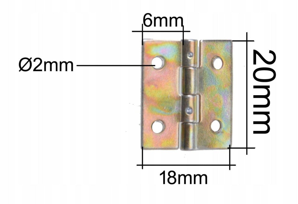 Zawias splatany 20 x 18mm meblowy skrzyniowy budowlany ocynk złoty 50 szt