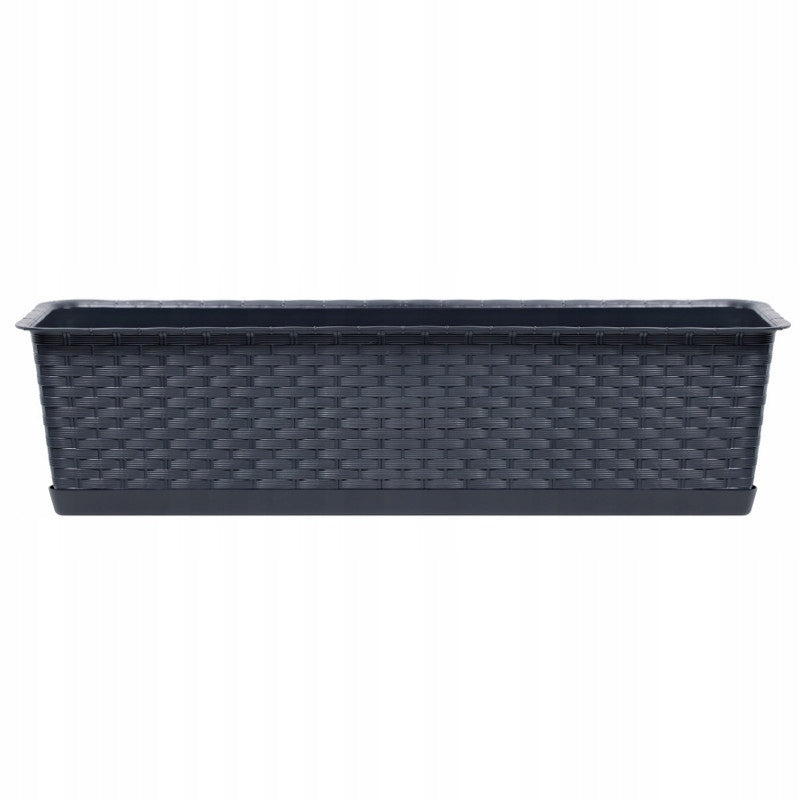 Skrzynka balkonowa RATOLLA 40cm antracyt donica doniczka na kwiaty rattan