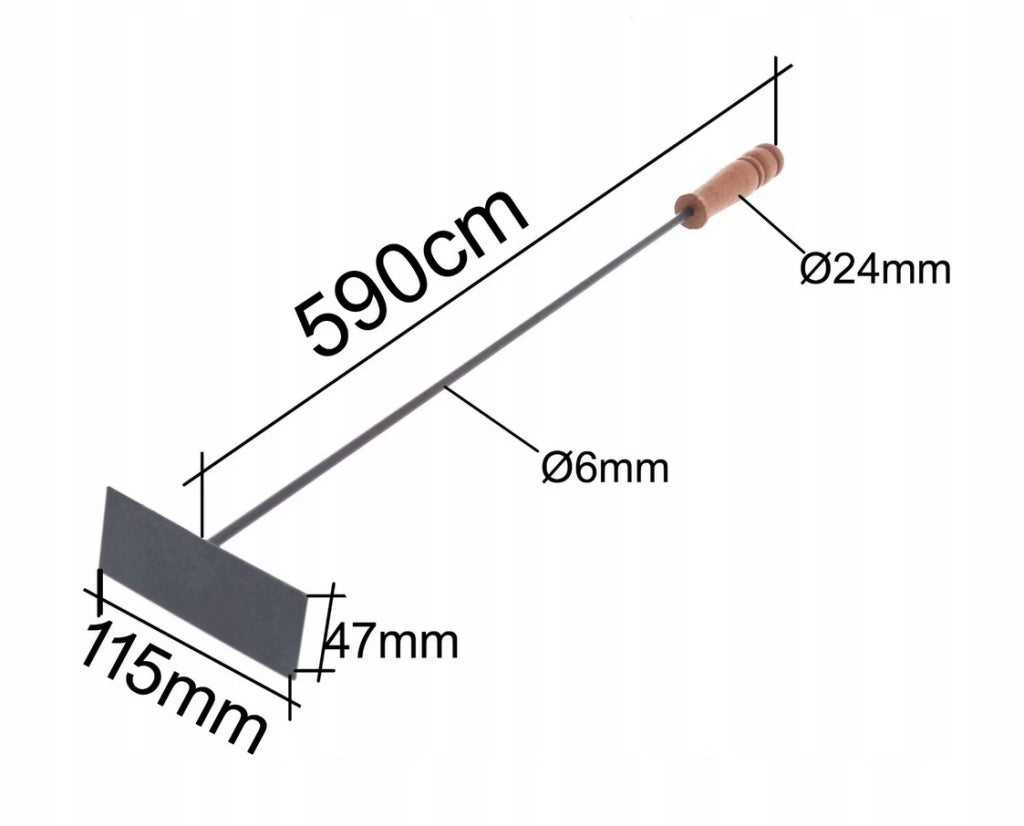 Zgarniacz wygarniacz do popiołu do pieca pogrzebacz czarny 59cm