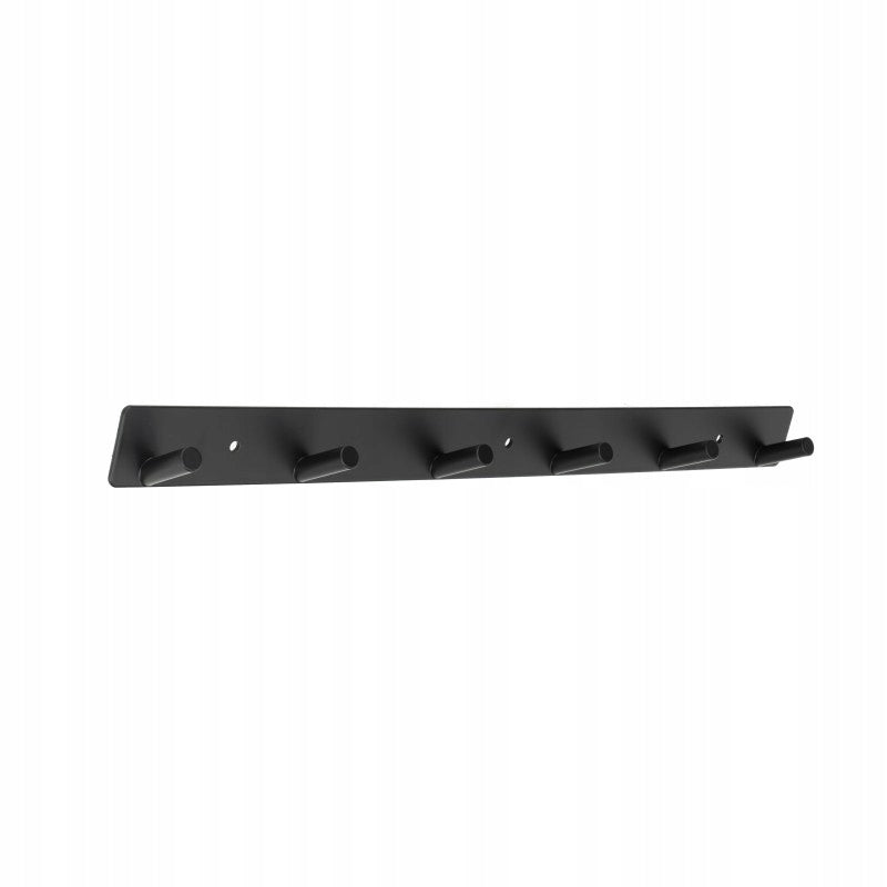 Aqbau metalowy wieszak szeregowy czarny 6 OKRĄGŁE haki 44,5 cm mocny