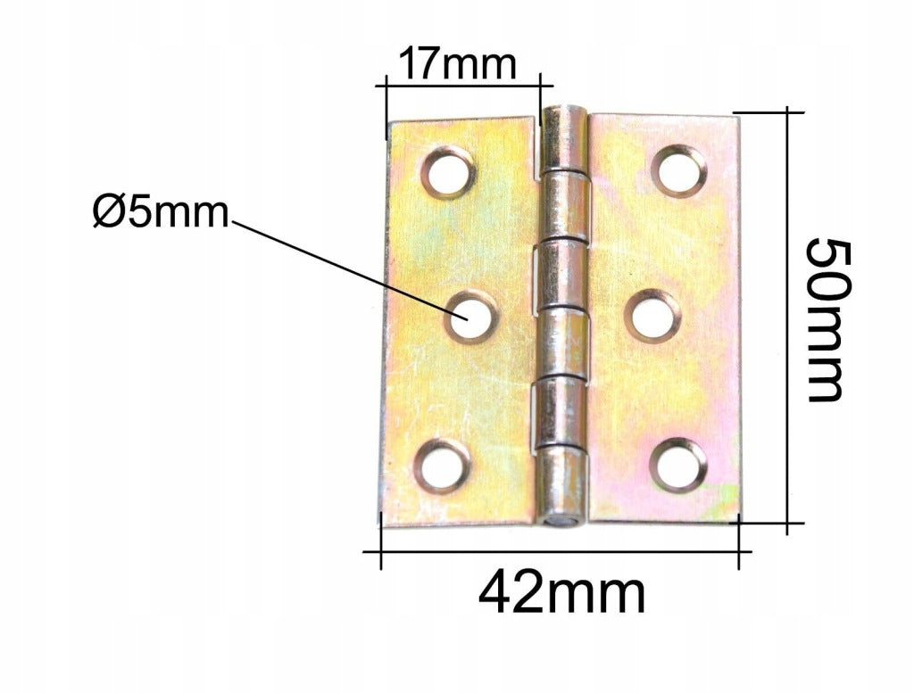 Zawiasy zawias splatany 50 x 42mm meblowy skrzyniowy ocynk złoty 20 szt