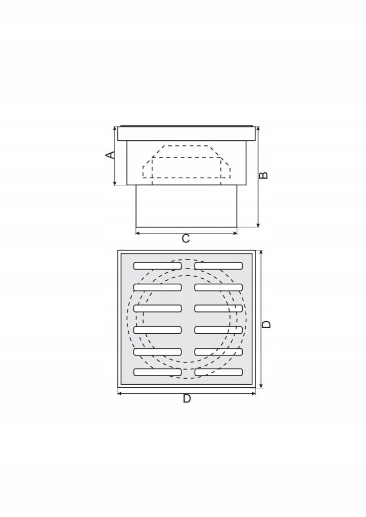 Aqbau kratka kanalizacyjna, ruszt plastikowy śr.110mm, 15x15cm BIAŁA prosta