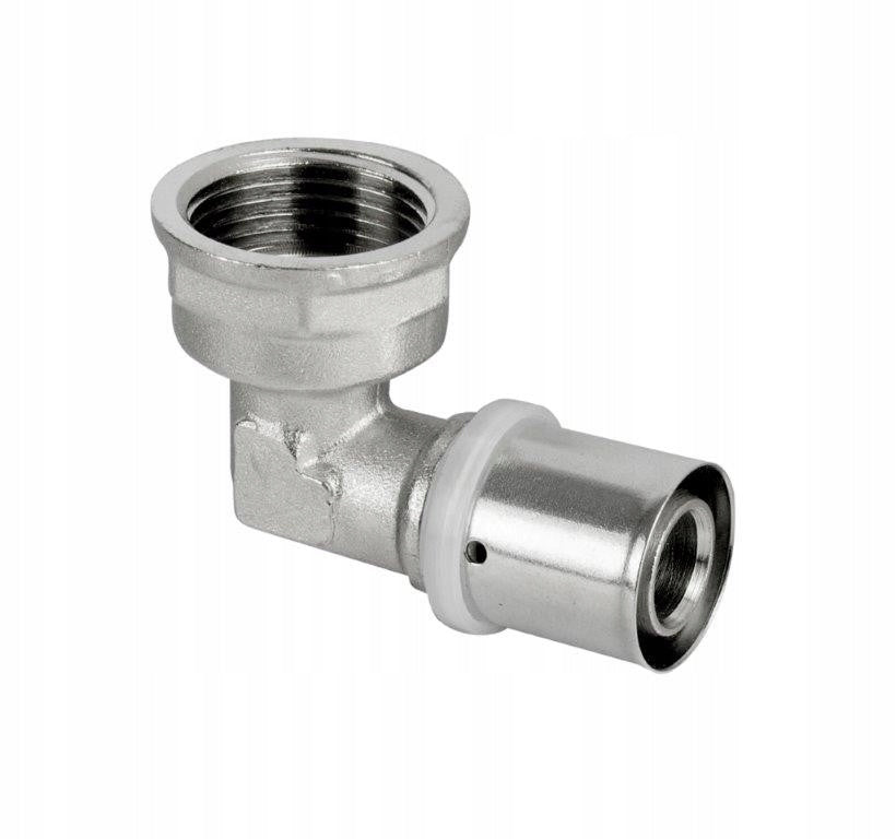 Aqbau kolano ZACISKOWE 90° PEX/GW 16 x 3/4" do montażu instalacji mosiężne