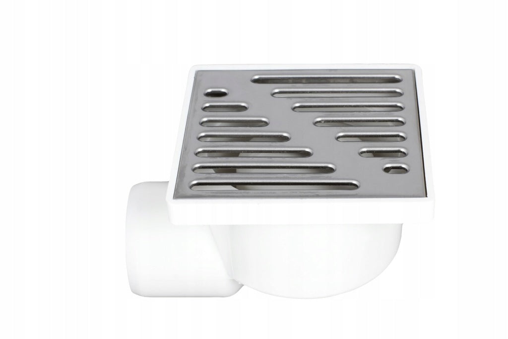 Aqbau kratka kanalizacyjna, ruszt metalowy śr.50 mm, 15x15 cm BIAŁA