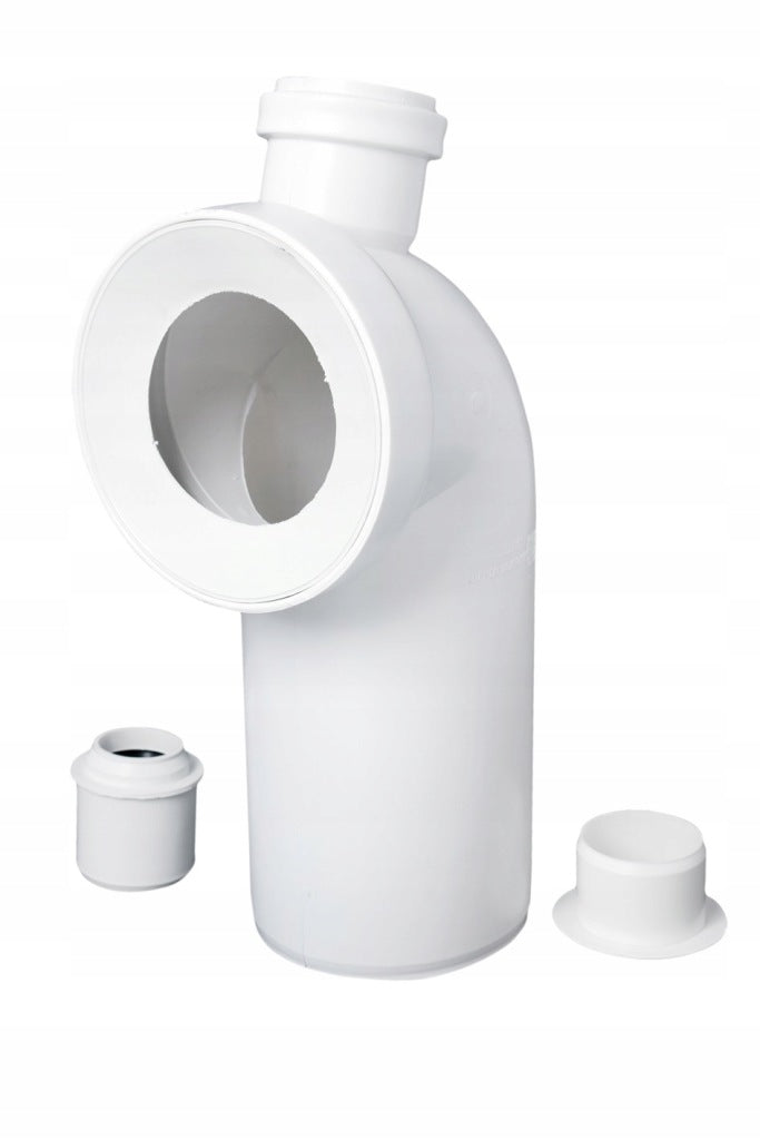 Aqbau kolano WC Ø 110 z wyjściem Ø 50mm białe mocne z tworzywa