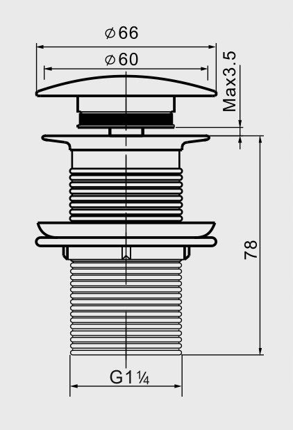 Aqbau korek spustowy klik-klak duży 5/4″ bez przelewu ceramiczny czarny