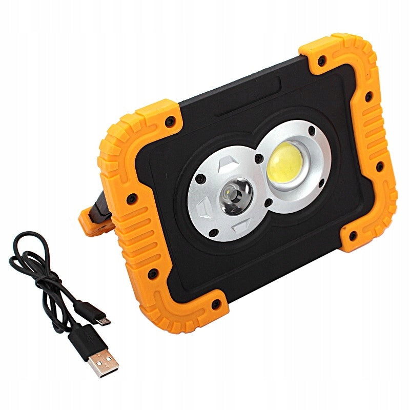 Aqbau lampa robocza COB 10W + LED 5W z akumulatorem USB wodoszczelność IP65