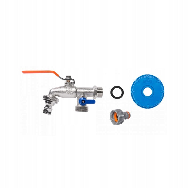 Aqbau kran z zaworem x2 do zbiorników mauser 3/4 IBC mosiądz