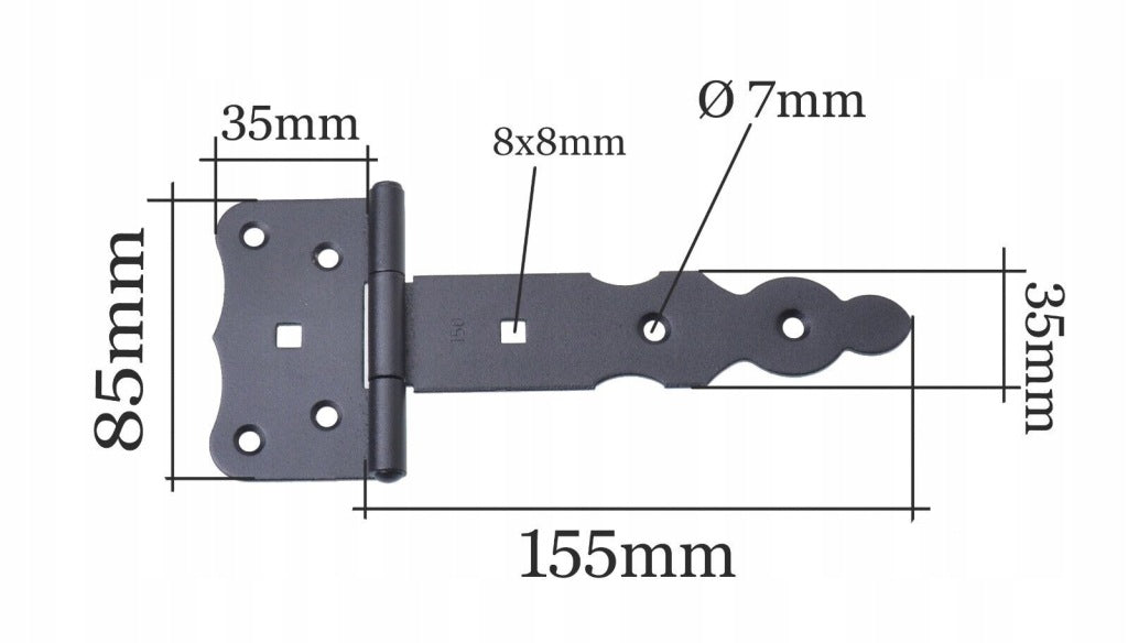 Zawias altanowy budowlany drzwiowy okienny skrzyniowy czarny 150mm