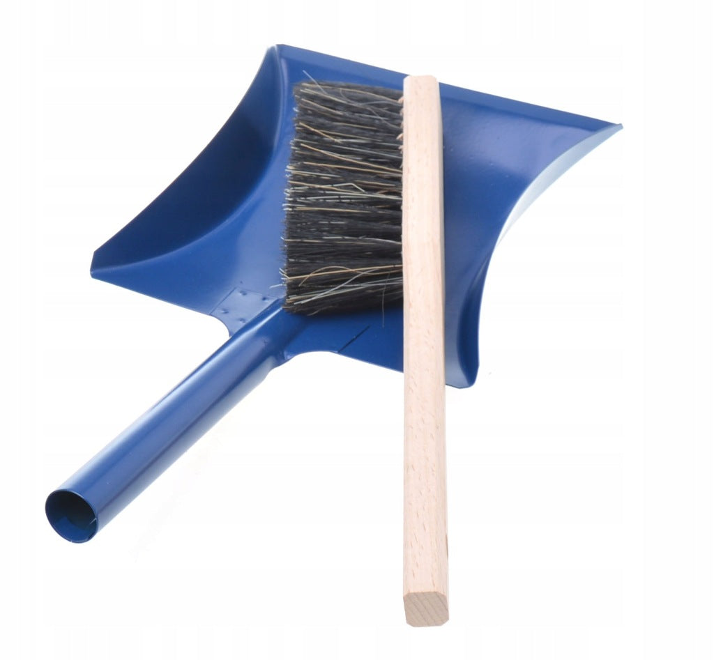 Zestaw Łopatka i zmiotka szufelka metalowa łopata na śmieci NIEBIESKI