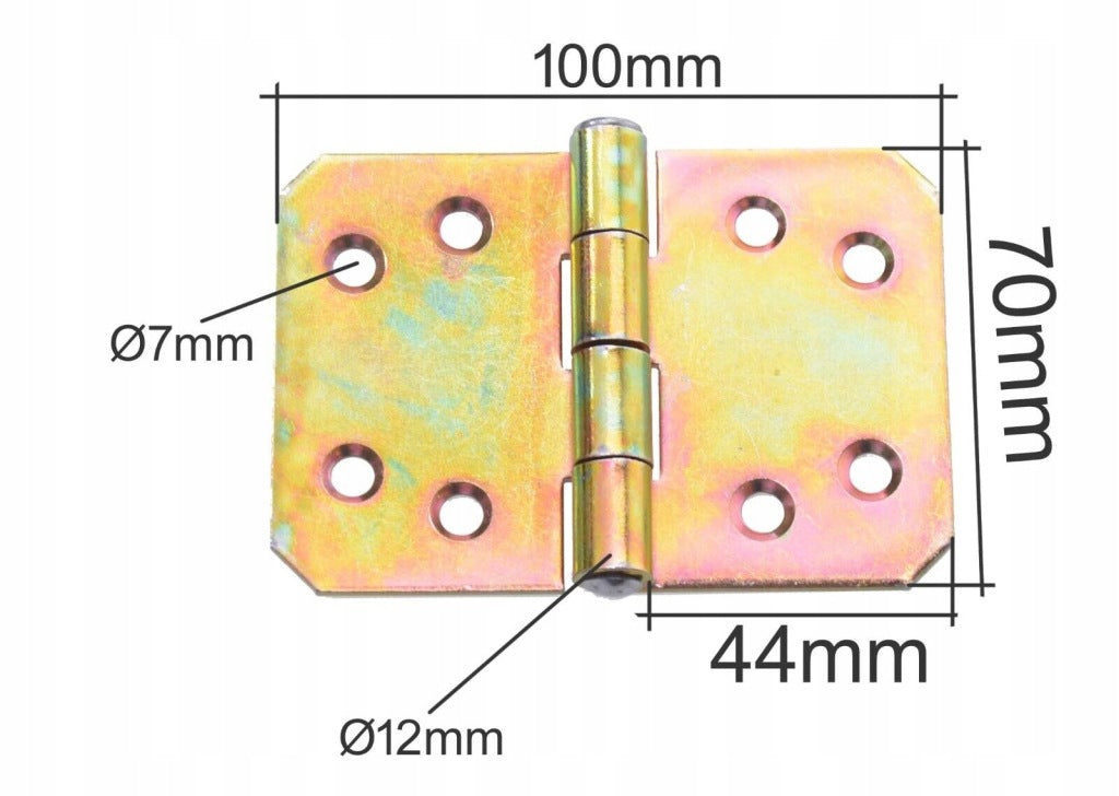 Zawias budowlany skrzyniowy meblowy metalowy 70 x 100 mm ocynk żółty