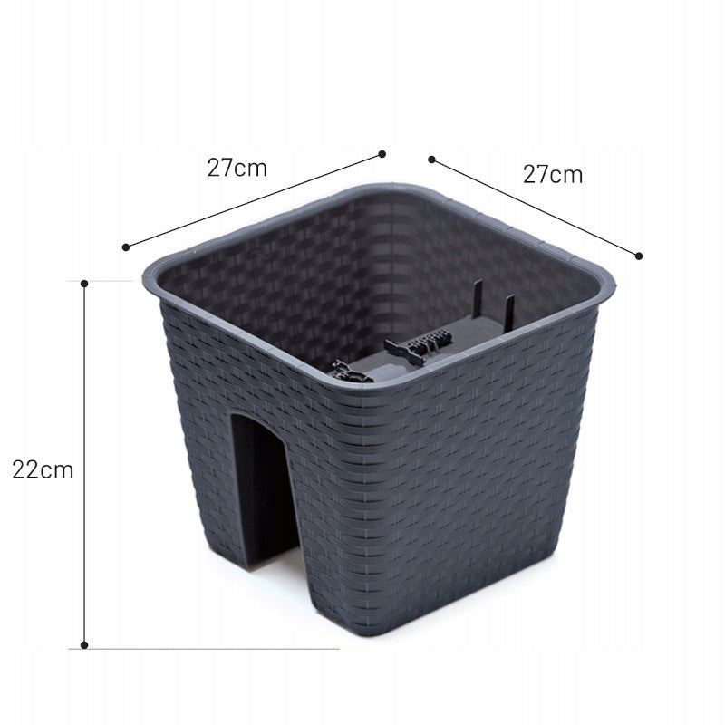 Doniczka na balustradę RATOLLA SQUARE 27 cm antracyt, kwadratowa donica