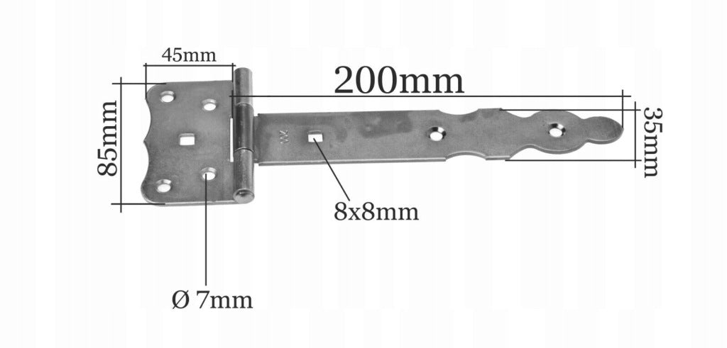 Zawias altanowy budowlany drzwiowy skrzyniowy meblowy czarny 200mm