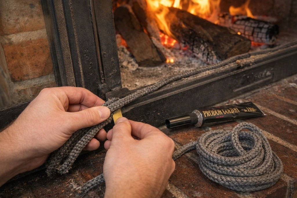 Aqbau zestaw naprawczy do kominka pieca z klejem do 1100°C długość 2,5m 8mm