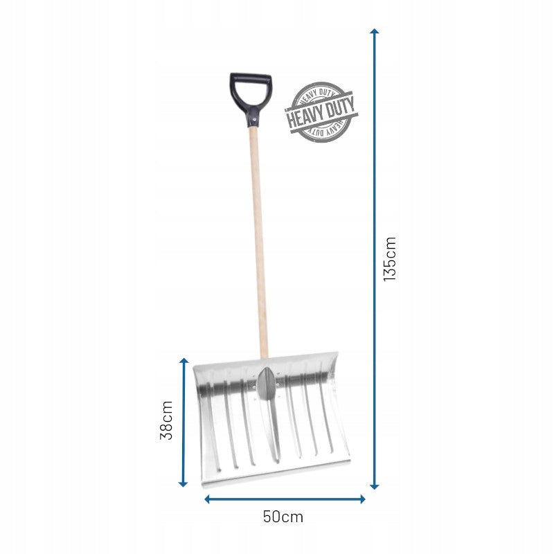 Aqbau aluminiowa łopata do śniegu 50×38×135 cm z trzonem profilowana
