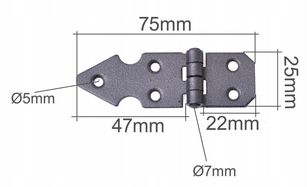 Zawias budowlany ozdobny meblowy skrzyniowy retro antyk czarny 25x75mm