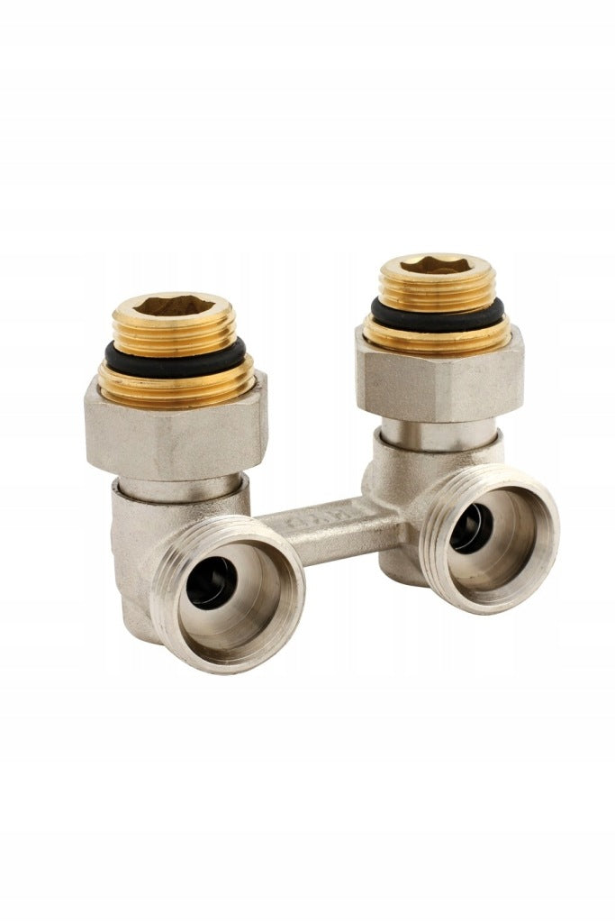 Aqbau Zawór przyłączeniowy grzejnikowy kątowy z nyplami 3/4″
