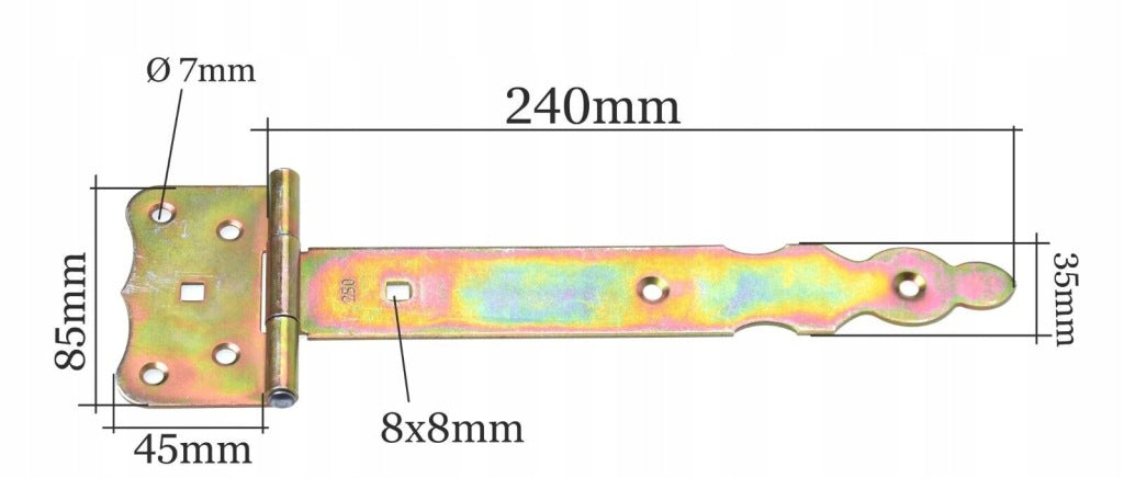 Zawias altanowy budowlany drzwiowy meblowy do okien drzwi żółty ocynk 250mm