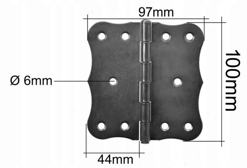 Zawias budowlany ozdobny skrzyniowy meblowy 100x100mm RETRO żółty ocynk