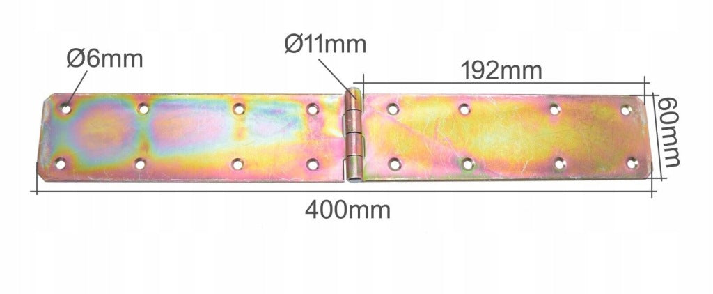 Zawias budowlany meblowy skrzyniowy metalowy 60 x 400 mm ocynk żółty