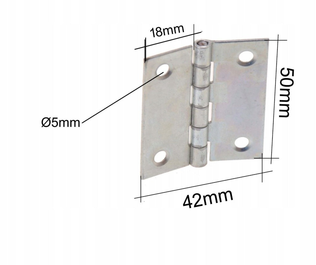 Zawiasy zawias splatany 50 x 42mm meblowy skrzyniowy srebrny 20 szt