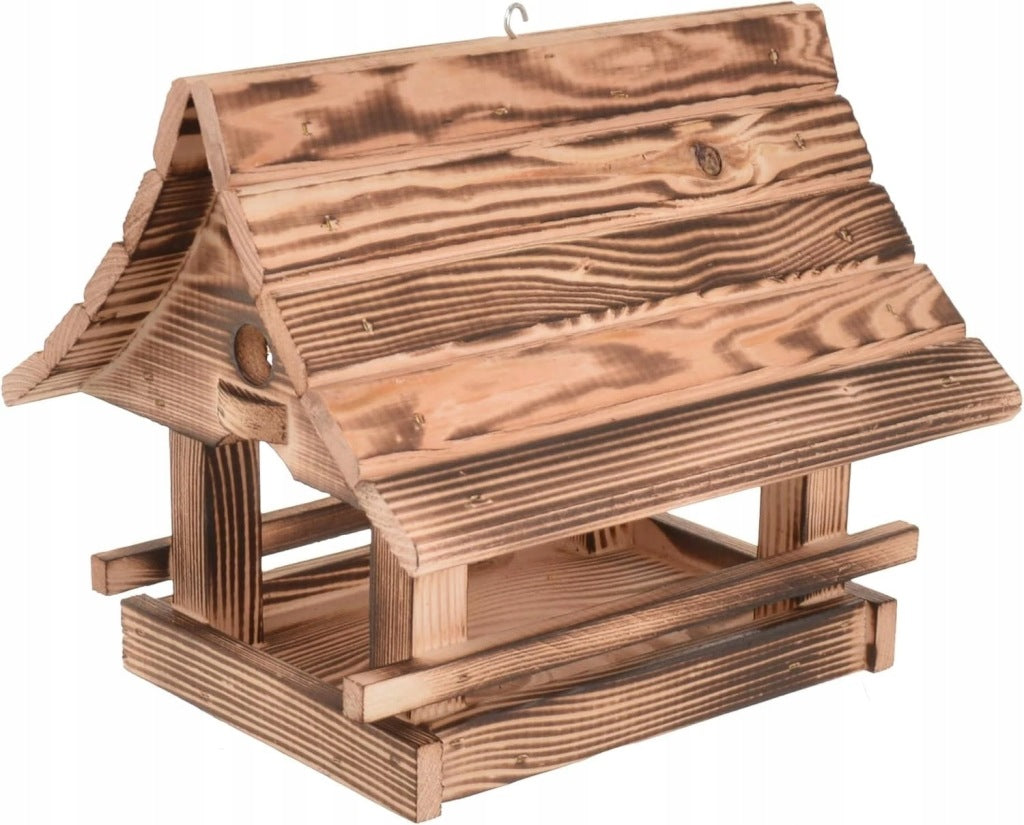 Aqbau duży drewniany karmnik dla ptaków do zawieszenia 30 x 26 x 25 cm
