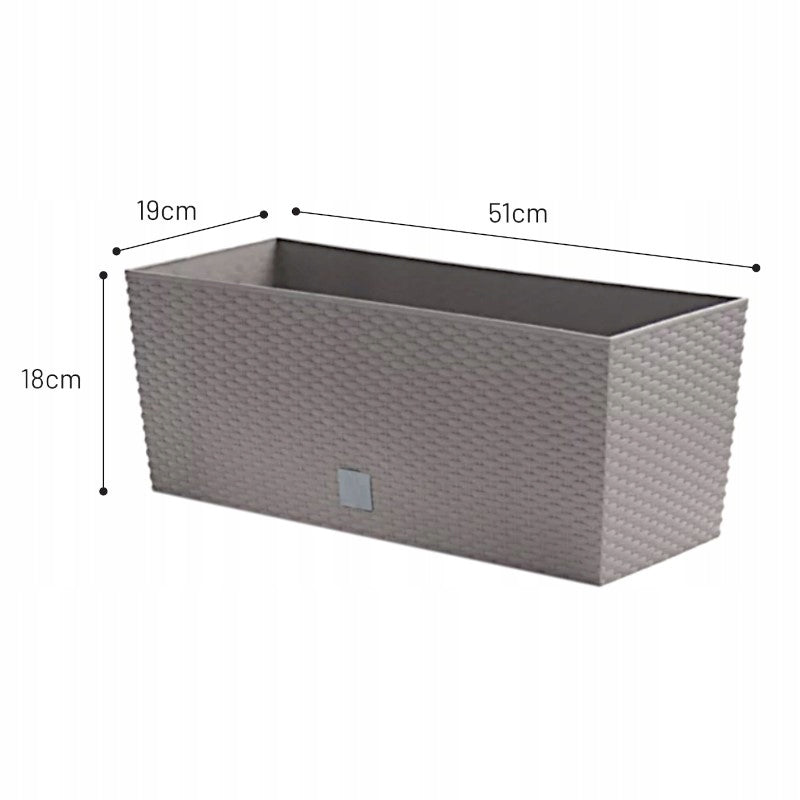 Doniczka RatoCase 51x19x18cm jasna mocca donica rattan +system nawodnienia