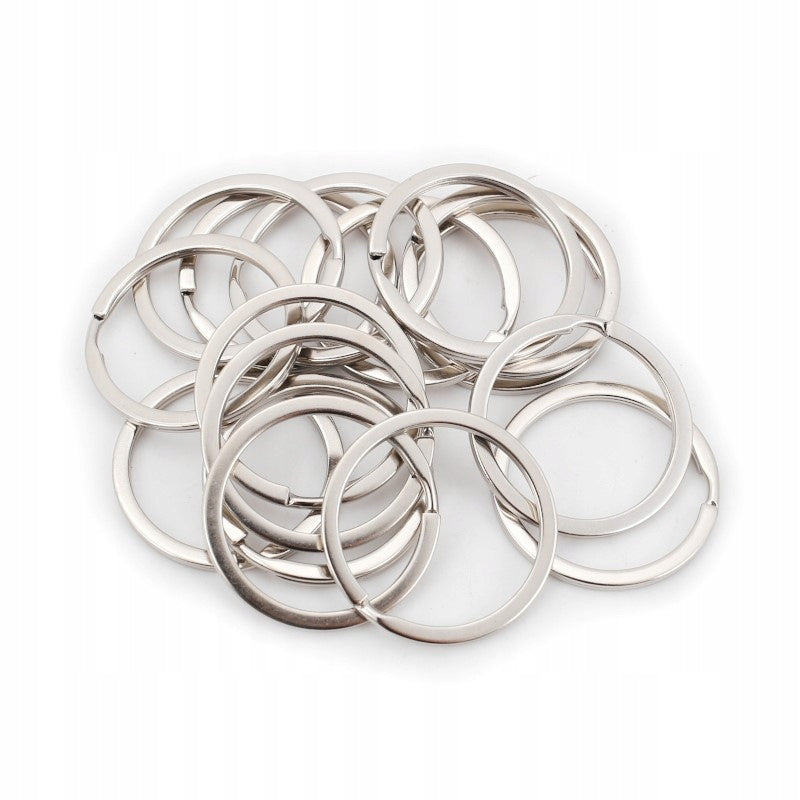Kółko baza do kluczy, brelok, 20mm drut płaski niklowany, 100 sztuk ZESTAW