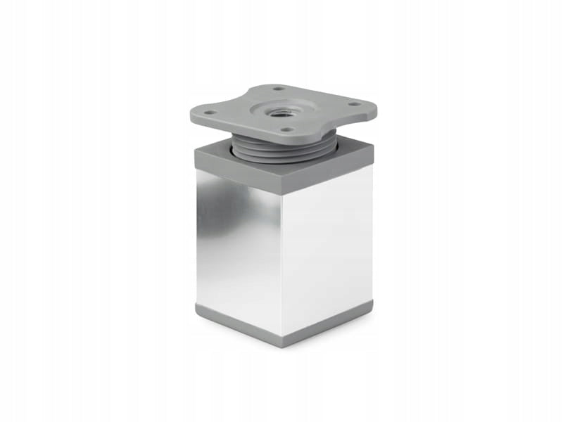 4 x nóżka meblowa z aluminium KWADRATOWA z regulacją 4x4/H-8cm chrom/popiel