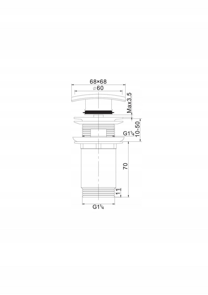 Aqbau korek spustowy klik-klak 5/4″kwadratowy z tuleją chrom