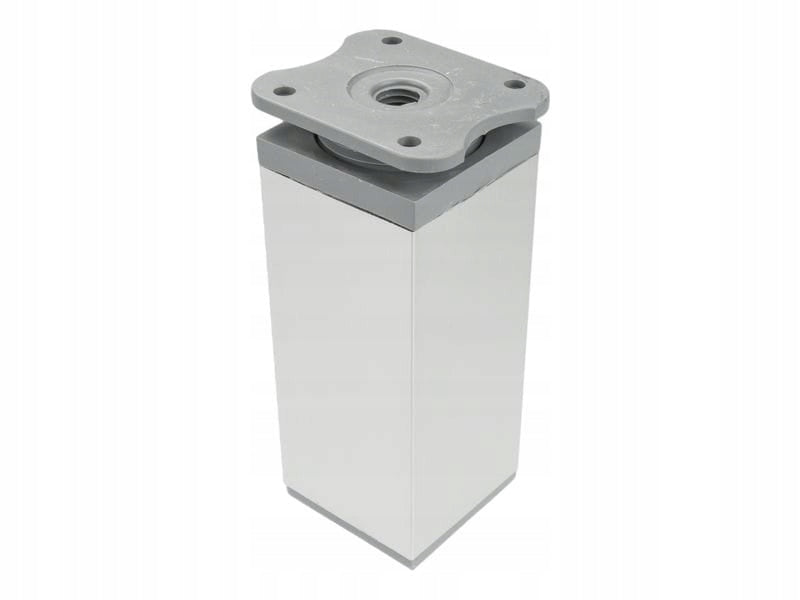 4 x nóżka meblowa z aluminium KWADRATOWA z regulacją 4x4/ H-10cm alu/popiel
