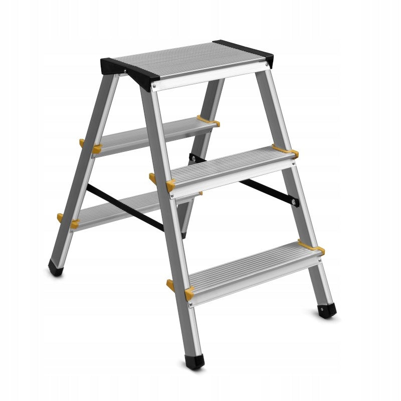 Drabinka aluminium podest dwustronna 60cm stabilna 2 stopnie składana