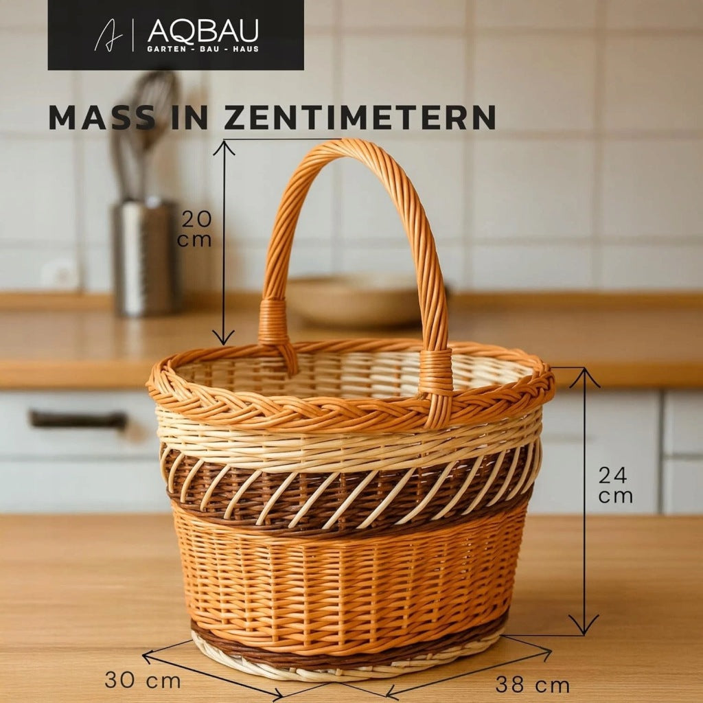 Aqbau koszyk wiklinowy 38 cm wielkanocny na zakupy na grzyby kosz mocny