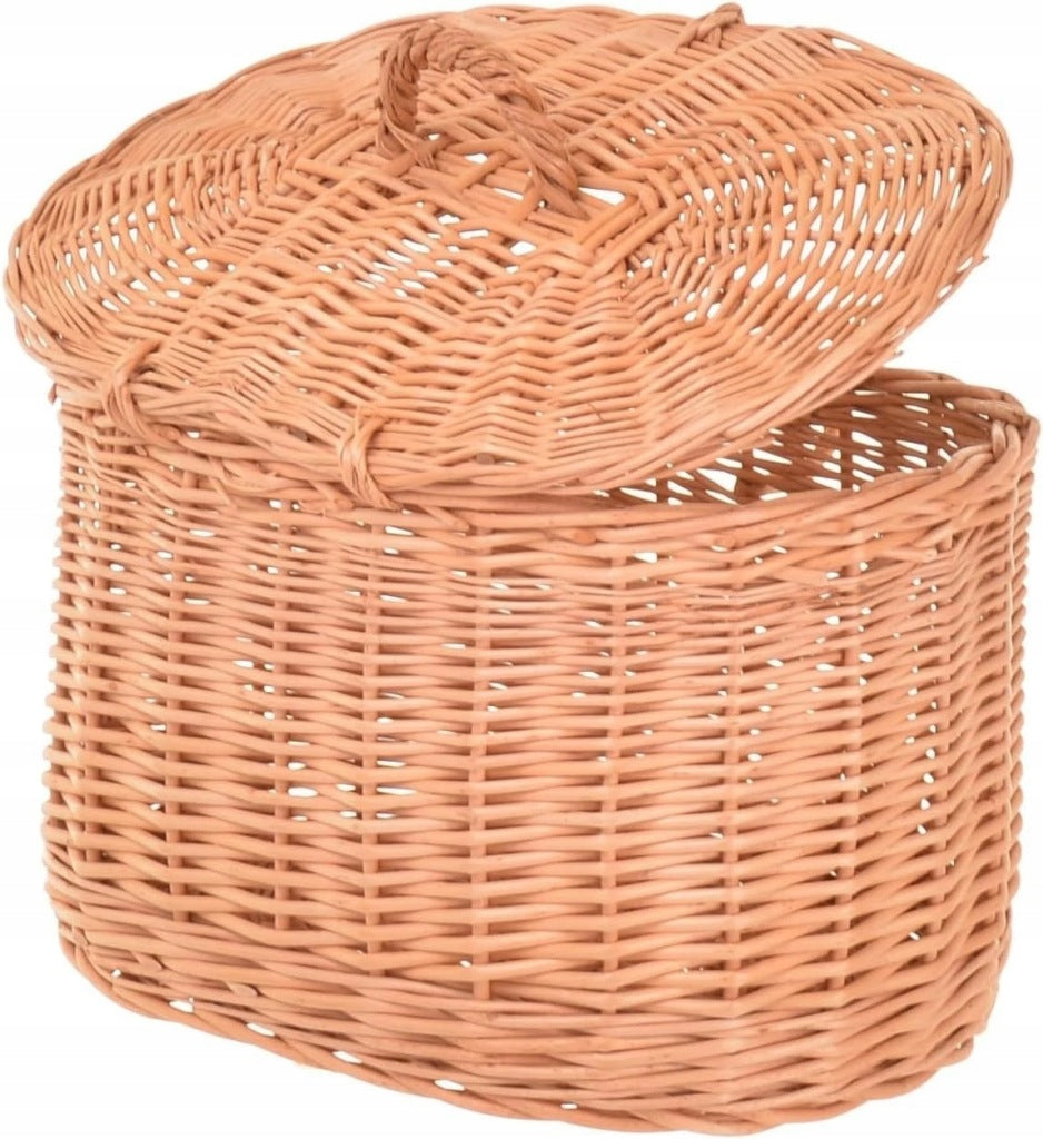 Aqbau koszyczek kosmetyczny wiklinowy z pokrywką kosz łazienkowy boho